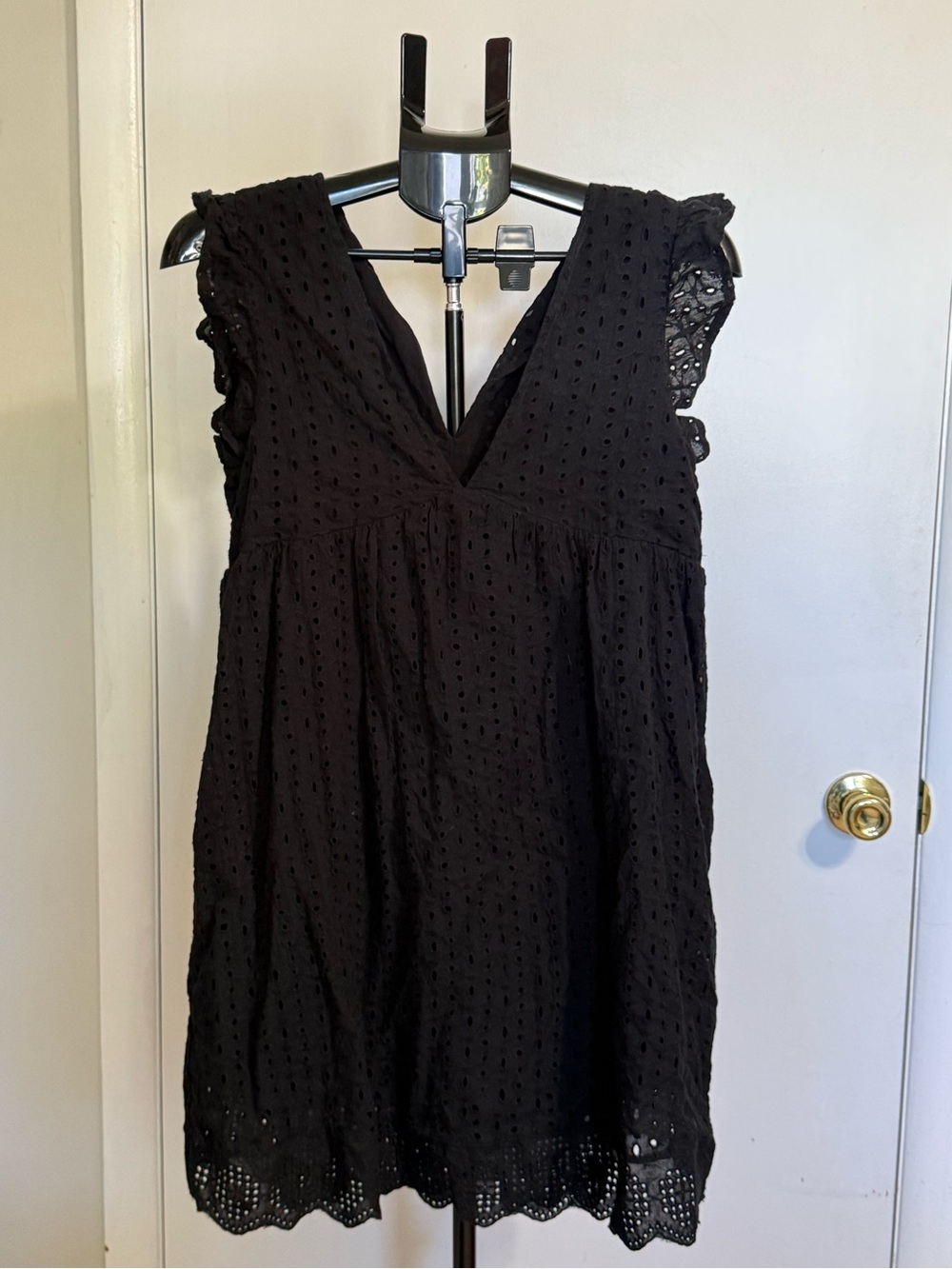 Black Eyelet V-Neck Women’s dress with shorts under